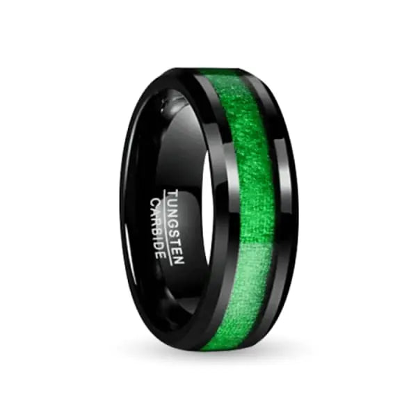 Black and deals green tungsten ring